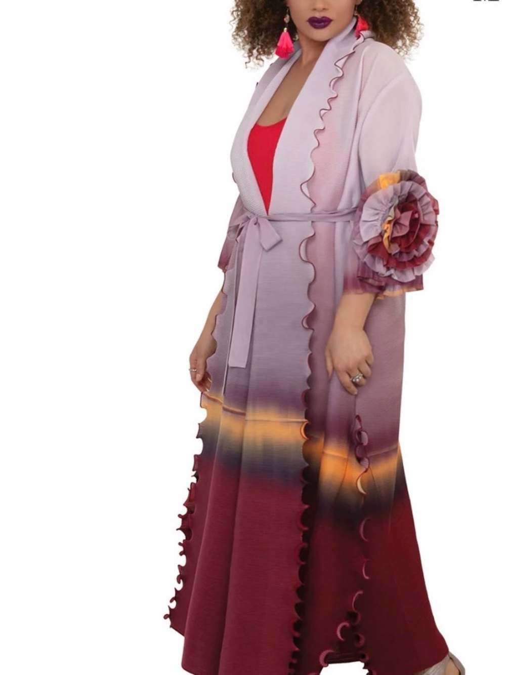 Elegant Ombre RuffledDuster - Lavender to Burgundy OSFA. Never worn